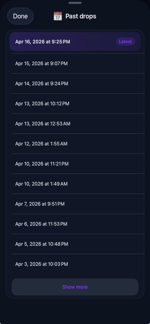 iOS Drop History Menu